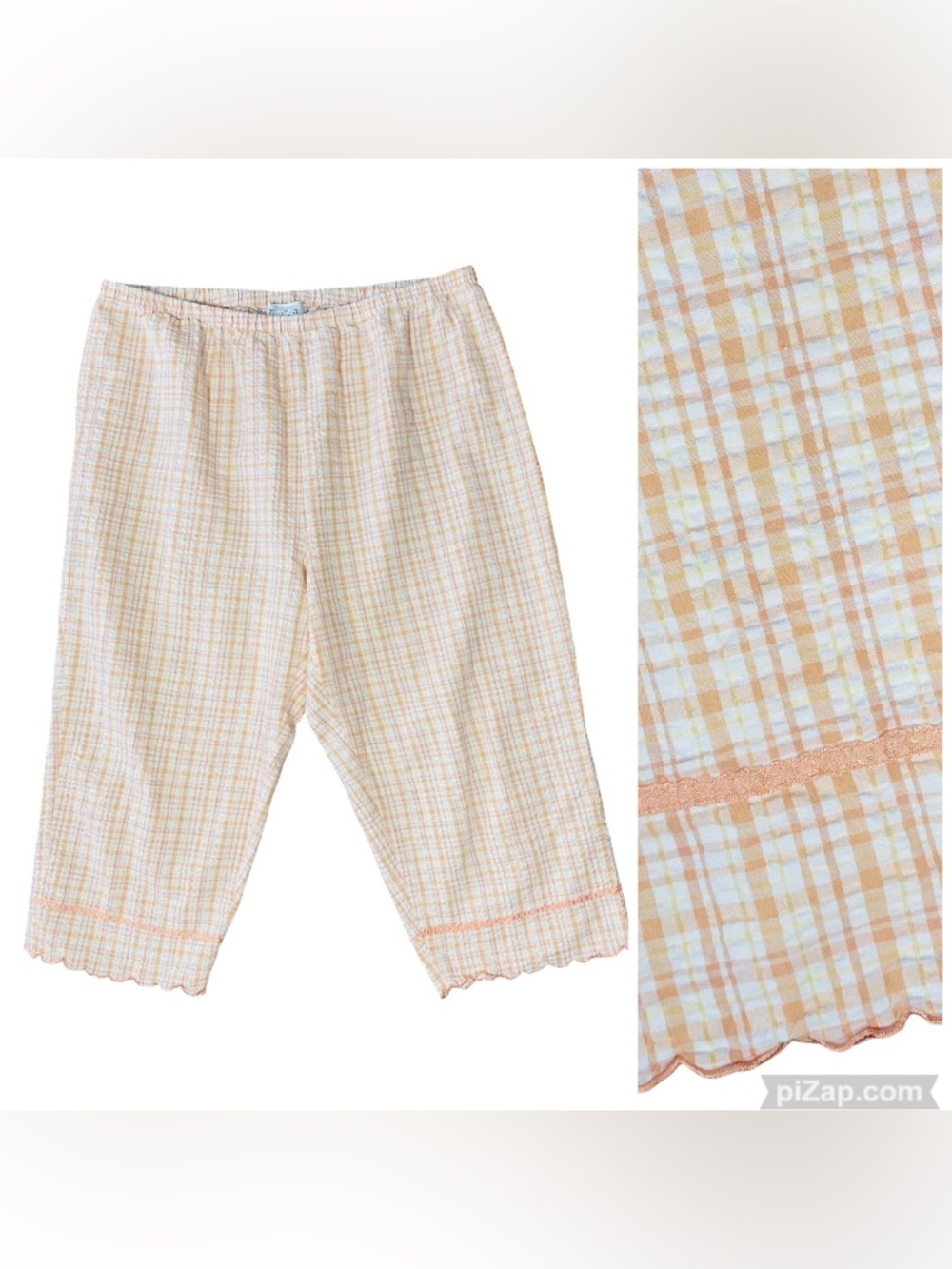 Vintage Intimate Essentials Plaid Seersucker Crop… - image 2